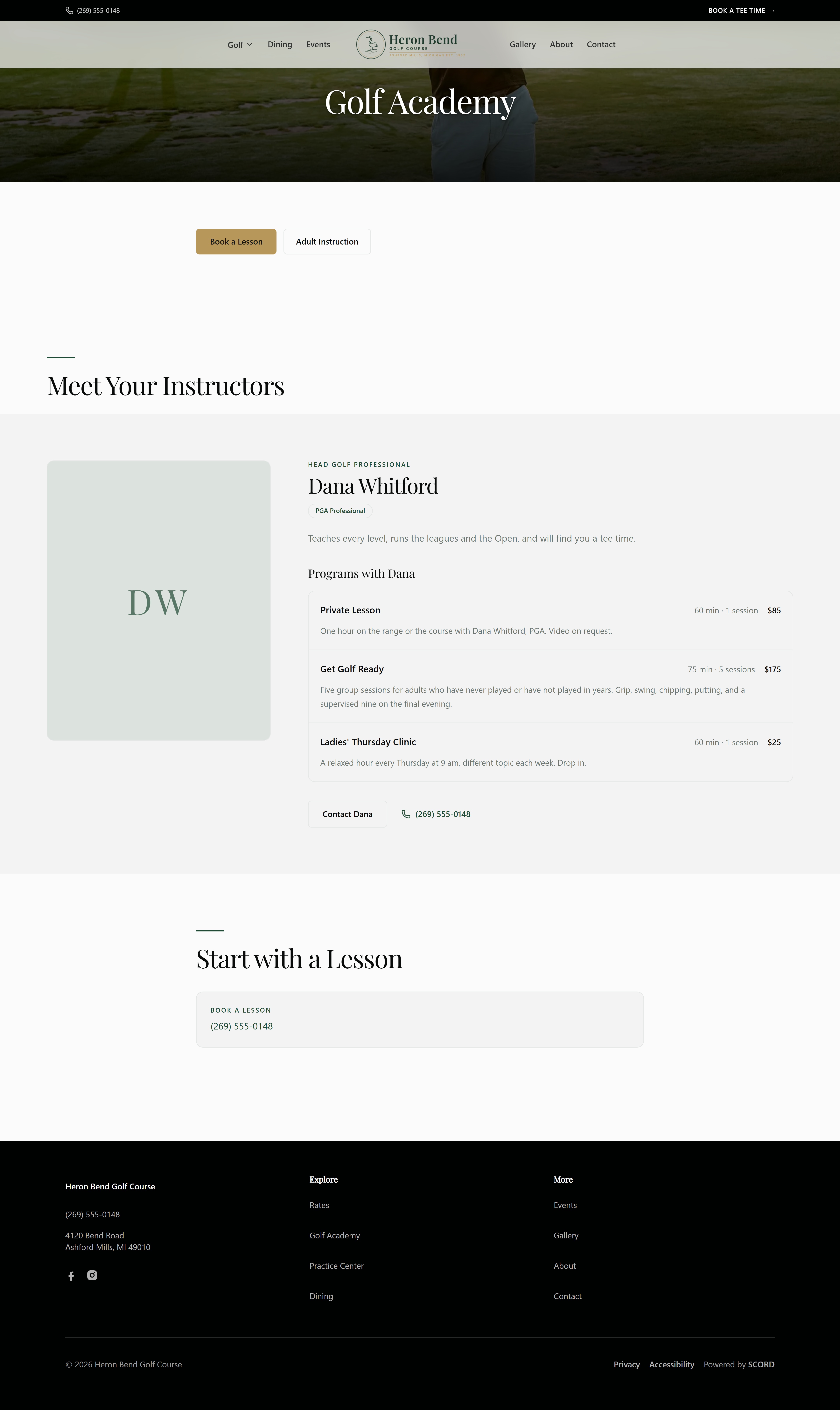 Lessons page