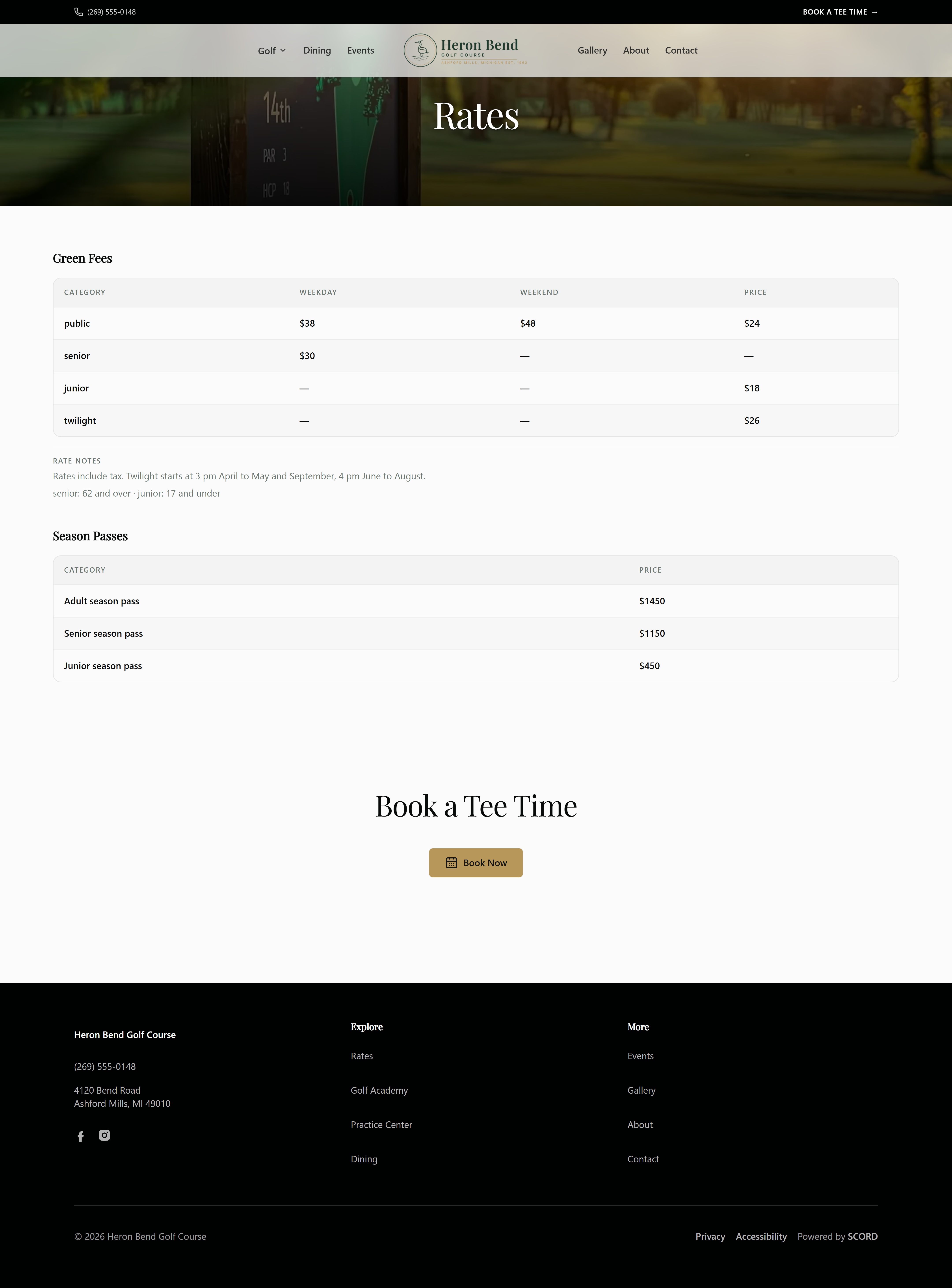Rates page