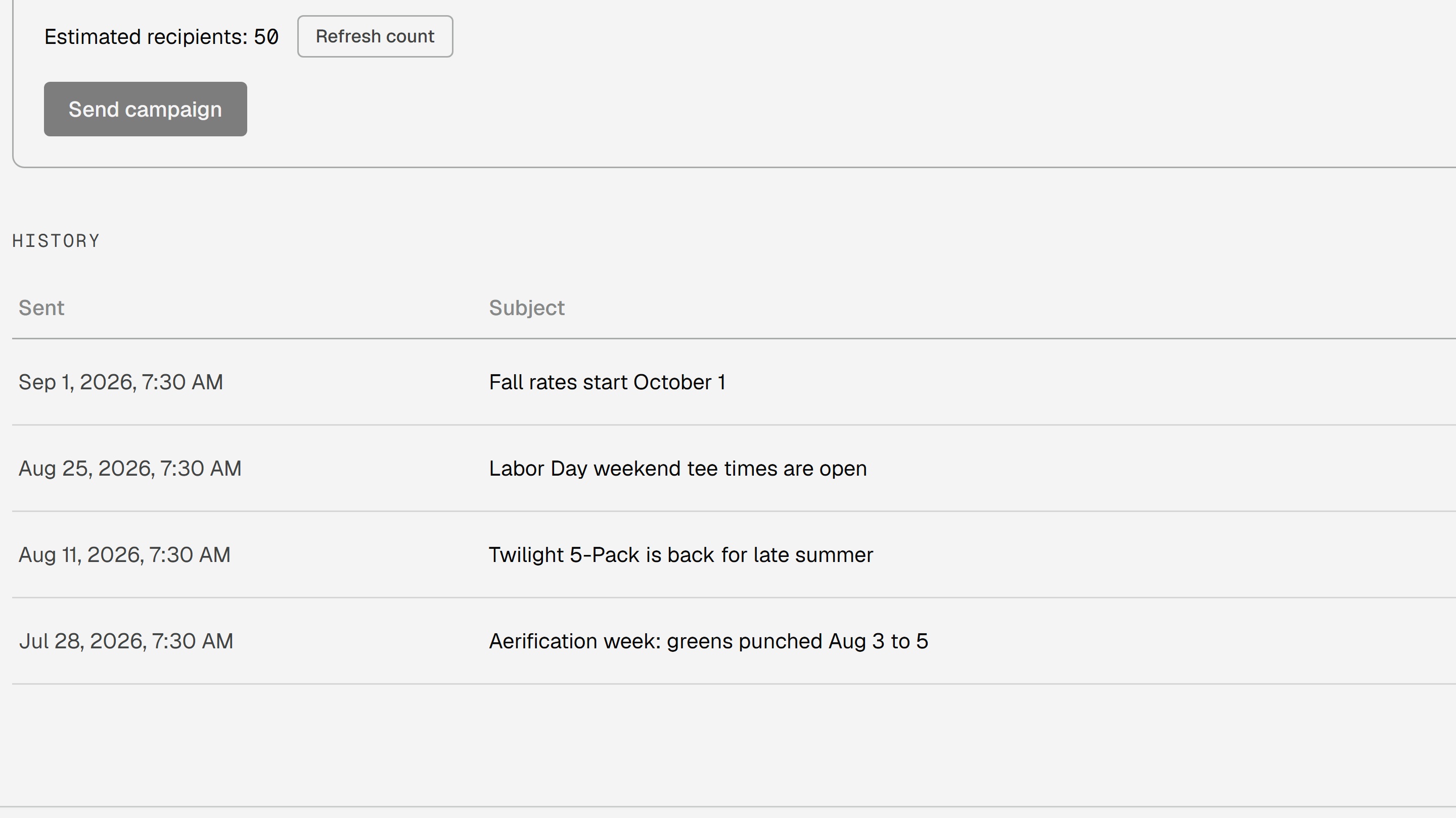 Campaigns in the SCORD portal: email your golfers